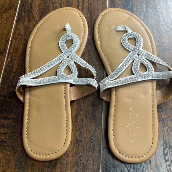 White Silver Rhinestone Sandals - Picture 4 of 5